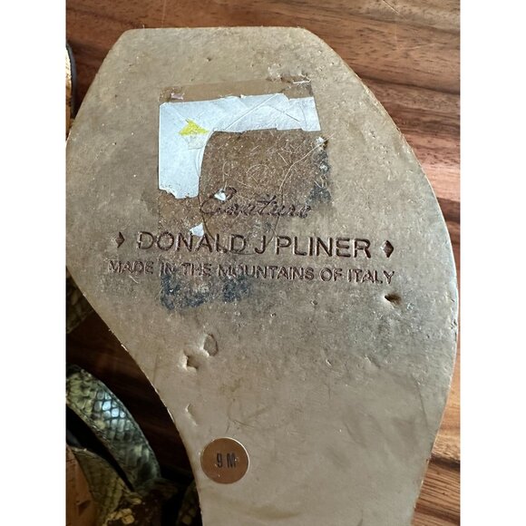 Donald Pliner Green Snakeskin Cork Wedge Sandals 9M Womens Stylish Summer Shoes - Picture 7 of 11